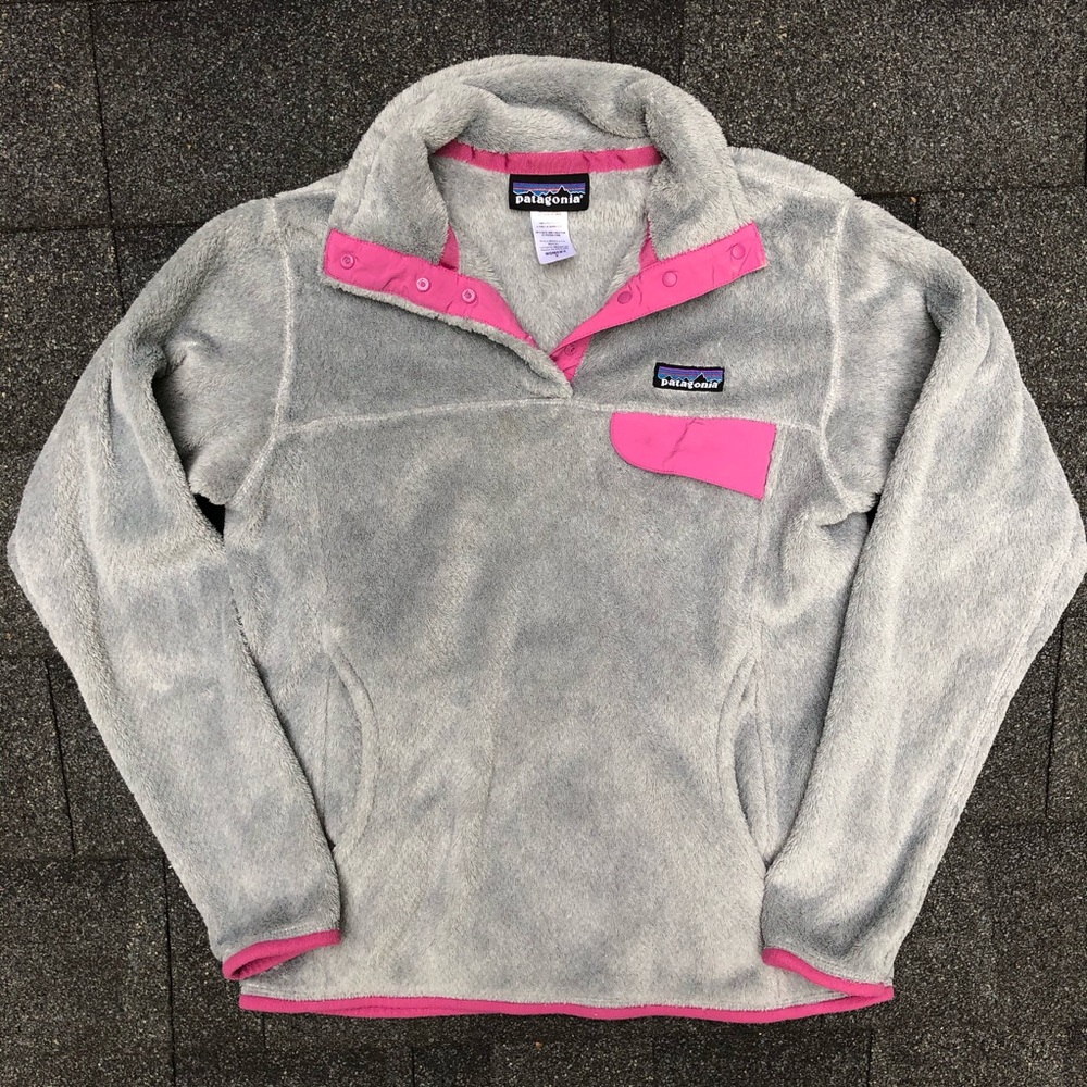 Patagonia Gray & Pink Fleece Jacket
